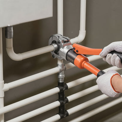 Hydraulisk rörpressverktyg, PEX- och aluminium-plaströrkopplingar med U16 U20 U25 U32 käftar och bärväska, presskrimpverktygssats för VVS-reparationer och installationer