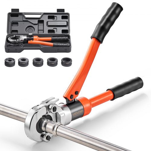 Hydraulisk rörpressverktyg, rörkopplingar i rostfritt stål med V12, V15, V18, V22, V28 käftar och bärväska, presskrimpverktygssats för VVS-reparationer och installationer