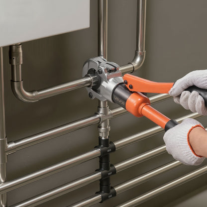 Hydraulisk rörpressverktyg, rörkopplingar i rostfritt stål med V12, V15, V18, V22, V28 käftar och bärväska, presskrimpverktygssats för VVS-reparationer och installationer