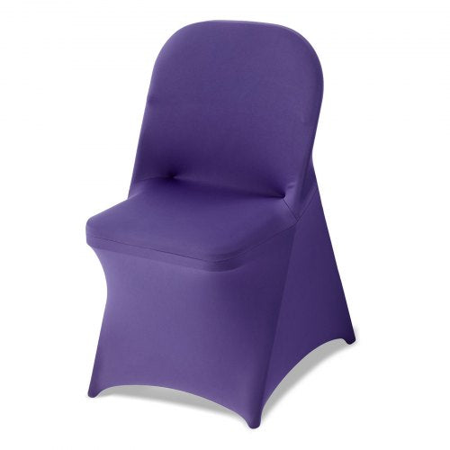 50 Pcs Purple Chair Covers, Polyester Spandex Chair Cover, Stretch Slipcovers for Wedding Party Dining Banquet Flat-Front Chair Covers, Fits Chair Measures up to 17.72 x 18.11 x 30.31 inch