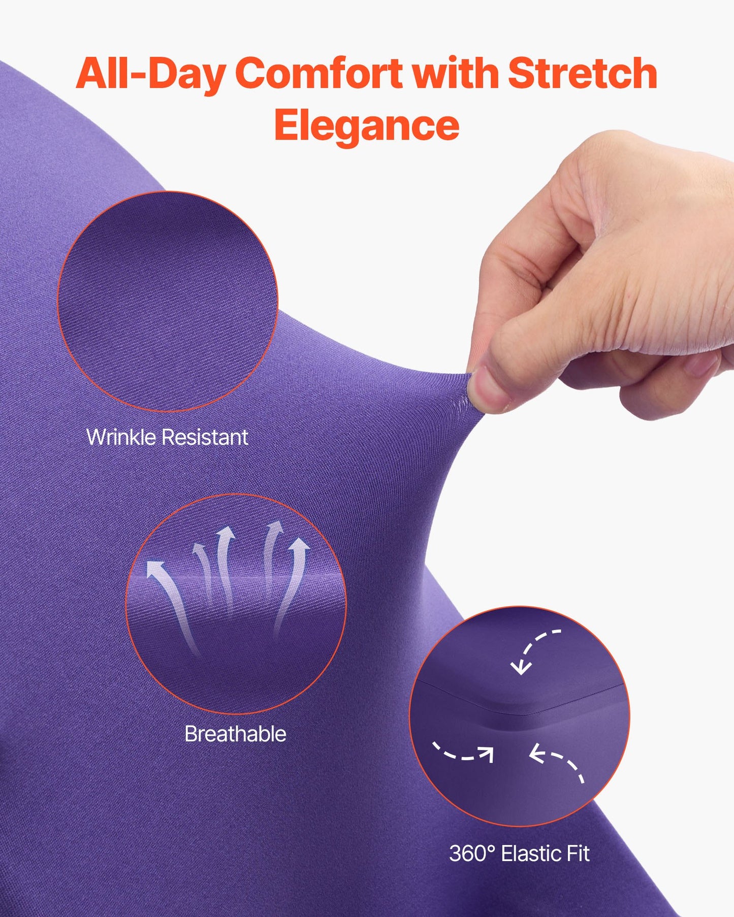 50 Pcs Purple Chair Covers, Polyester Spandex Chair Cover, Stretch Slipcovers for Wedding Party Dining Banquet Flat-Front Chair Covers, Fits Chair Measures up to 17.72 x 18.11 x 30.31 inch