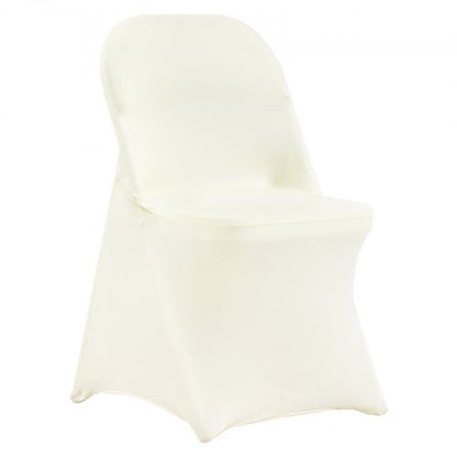 Stretch Spandex Folding Chair Covers, Universal Fitted Chair Cover, Removable Washable Protective Slipcovers, for Wedding, Holiday, Banquet, Party, Celebration, Dining (50PCS Ivory White)