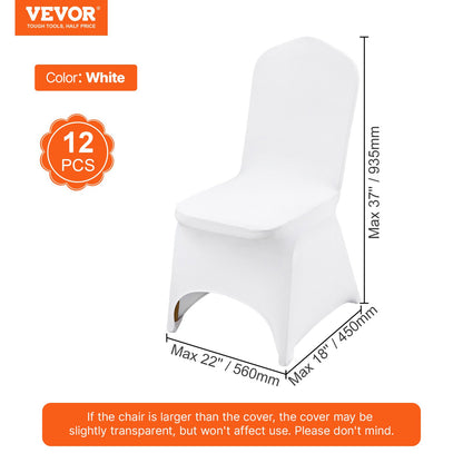 Stretch Spandex Folding Chair Covers, Universal Fitted Chair Cover, Removable Washable Protective Slipcovers, for Wedding, Holiday, Banquet, Party, Celebration, Dining (12PCS White)