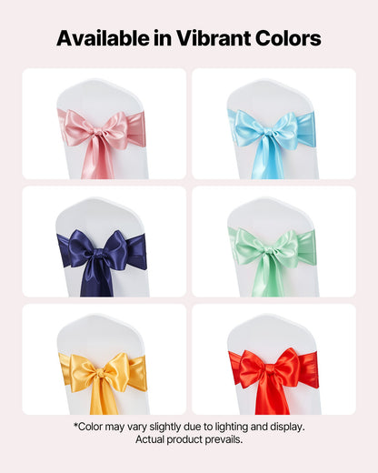 Satin Chair Sashes Bows, 100PCS Chair Ribbon Ties Back Sash, 7 x 108 inch, Red Wedding Reception Decoration, for Wedding Ceremony Baby Shower Party Events Banquet Chair Cover Decoration