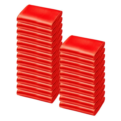 Satinstolsbågar med rosetter, 50 st. stolsband med band, 7 x 108 tum, röd bröllopsdekoration, för bröllopsceremoni, babyshower, fest, evenemang, bankett, stolsöverdrag