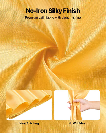 Satin Chair Sashes Bows, 50PCS Chair Ribbon Ties Back Sash, 7 x 108 inch, Gold Wedding Reception Decoration, for Wedding Ceremony Baby Shower Party Events Banquet Chair Cover Decoration