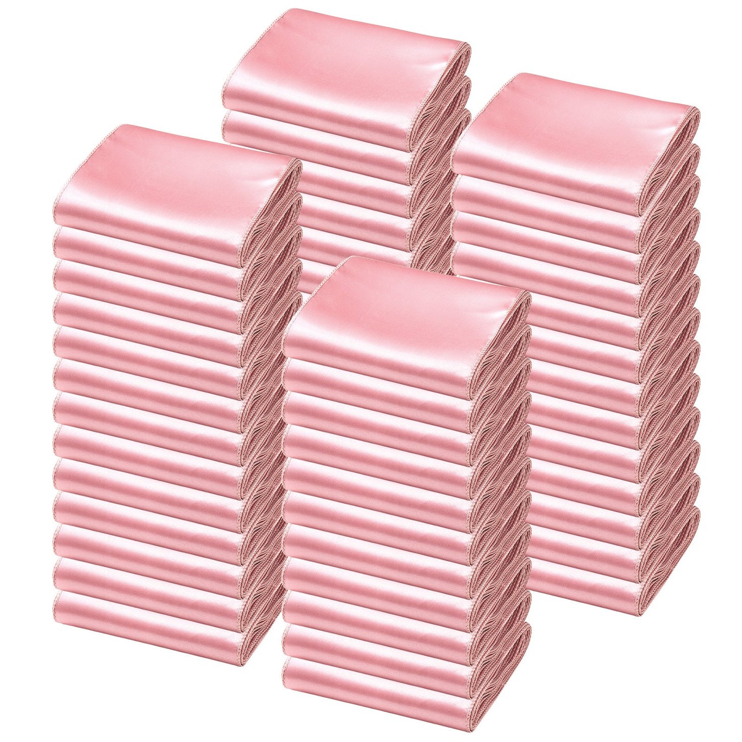 Satinstolsbågar med rosetter, 100 st stolsband med band, 7 x 108 tum, roséguld bröllopsdekoration, för bröllopsceremoni babyshowerfest evenemang bankett stolsöverdrag dekoration