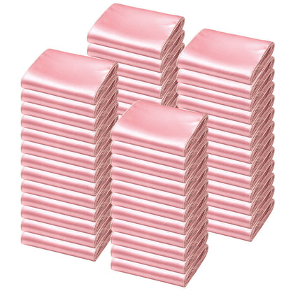 Satinstolsbågar med rosetter, 100 st stolsband med band, 7 x 108 tum, roséguld bröllopsdekoration, för bröllopsceremoni babyshowerfest evenemang bankett stolsöverdrag dekoration