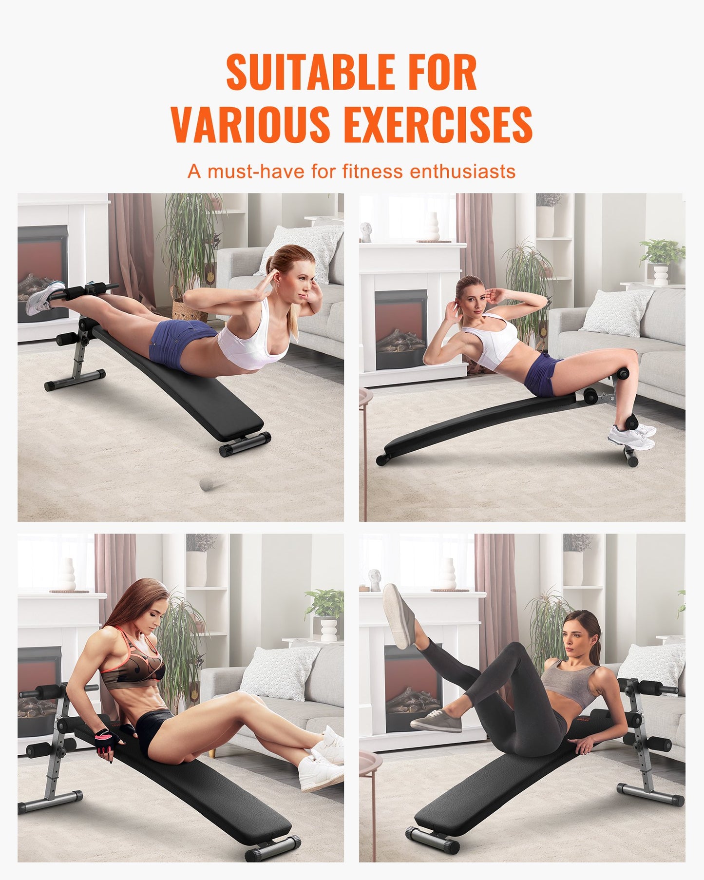 Sit Up Bench, Folding Curved Decline Ab Bench, with 5 Adjustable Height Settings, Heavy-Duty Steel, Non-Slip Design, 226 Kg Capacity for Home Gym Workouts, Strength Training, Full Body Muscles