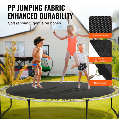 Replacement Trampoline Mat, Jumping Mat Fits 12ft Frame, Universal Jumping Mat for 12ft Round Trampoline, Reinforce UV-Resistant Mat with Spring Tool & Durable V-Rings, Fit 5.5" Spring Length