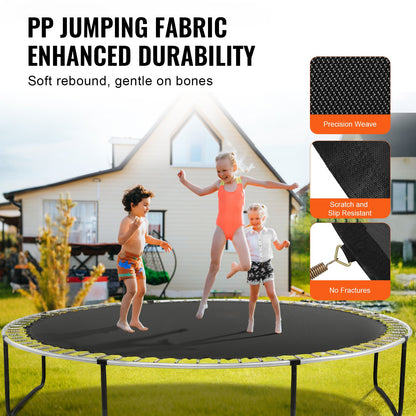 Replacement Trampoline Mat, Jumping Mat Fits 14ft Frame, Universal Jumping Mat for 14ft Round Trampoline, Reinforce UV-Resistant Mat with Spring Tool & Durable V-Rings, Fit 5.5" Spring Length