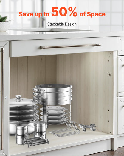 Varmdiskbufféset, 5 liter, 4-pack, rostfritt stålvärmare med 4 fullstora kastruller, rund cateringvärmare med lock, vattenpanna, hopfällbart stativ, för bröllop, fester, banketter, silver