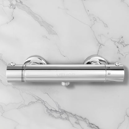 Termostatisk duschkranventil, 38℃ säkert lås termostatisk duschventil, varm-kallvatten duschkran temperaturreglerventiler med massiv mässingsgjutning för badrum, husbil, läckagesäker