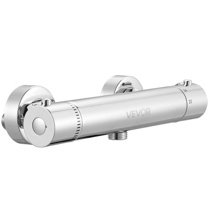 Termostatisk duschkranventil, 38℃ säkert lås termostatisk duschventil, varm-kallvatten duschkran temperaturreglerventiler med massiv mässingsgjutning för badrum, husbil, läckagesäker