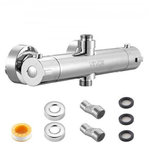 Termostatisk duschkranventil, 38℃ säkert låst termostatblandningsventil, varm-kallvattenduschkran temperaturreglerventiler med jämn vattentemperatur för badrum, husbil, husbil