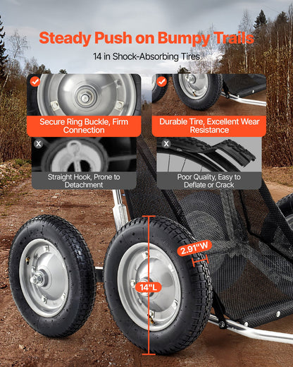 Jaktvagnar, 500 kg hjortvagn, kraftig bandvagn, fällbar hjortvagn för allting med stötdämpande däck, redskapsvagn för jakt, fiske, vandring
