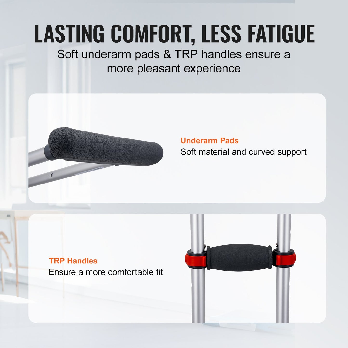 Armhålskryckor, 13-nivås höjdjusterbara gångkryckor för armhålor, lätta aluminiumkryckor för vuxna tonåringar - med mjuk armhålsdyna för benskadaoperationer, funktionshindrade, 1 par 300lbs