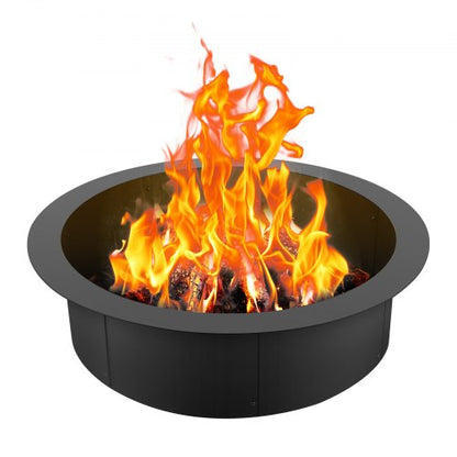 Fire Pit Ring, 36-Inch Outer/30-Inch Inner Diameter, 10inch Height 2.5mm Thick Fire Pit Insert, Heavy Duty Carbon Steel Liner DIY Campfire Ring above or In-Ground, for Outdoor Camping, Bonfires