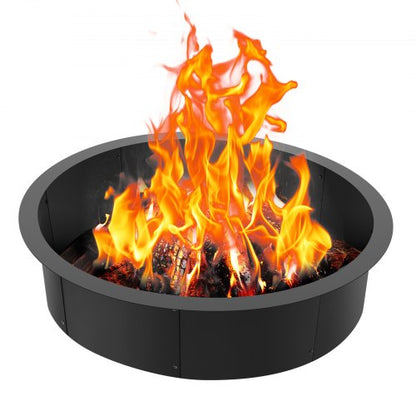 Fire Pit Ring, 45-Inch Outer/39-Inch Inner Diameter, 10inch Height Fire Pit Insert, Heavy Duty Carbon Steel Liner DIY Campfire Ring above or In-Ground, for Outdoor Camping, Bonfires