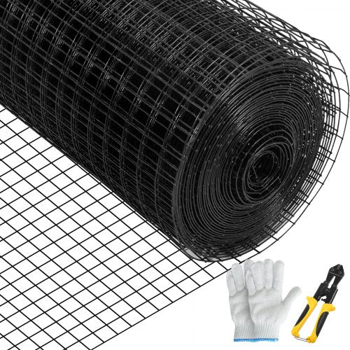 Hardware Cloth, 36\" x 50\' & 1\"x1\" Mesh Size, Galvanized Steel Vinyl Coated 16 Gauge Chicken Wire Fencing with A Cutting Plier & A Pair of Fabric Gloves, for Garden Fencing & Pet Enclosures,