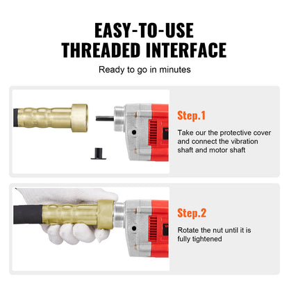 Handheld Concrete Vibrator, 800W Electric Vibrator 4000 RPM, Electric Concrete Vibrating Tool With 4.9ft / 1.5m Shaft Rod, Portable Pencil Cement Vibrator Remove Air Bubble and Mix Concrete
