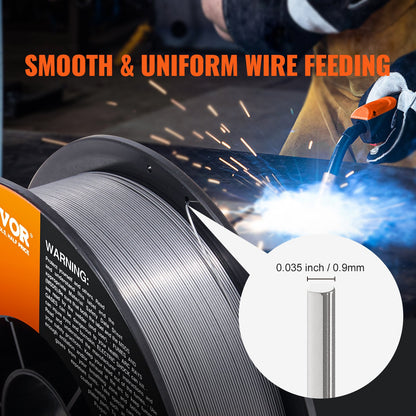 Flux Core Welding Wire, E71T-GS 0.089 cm 4.5 kg, Gasless Mild Steel MIG Welding Wire with Low Splatter for All Position Arc Welding and Outdoor Use