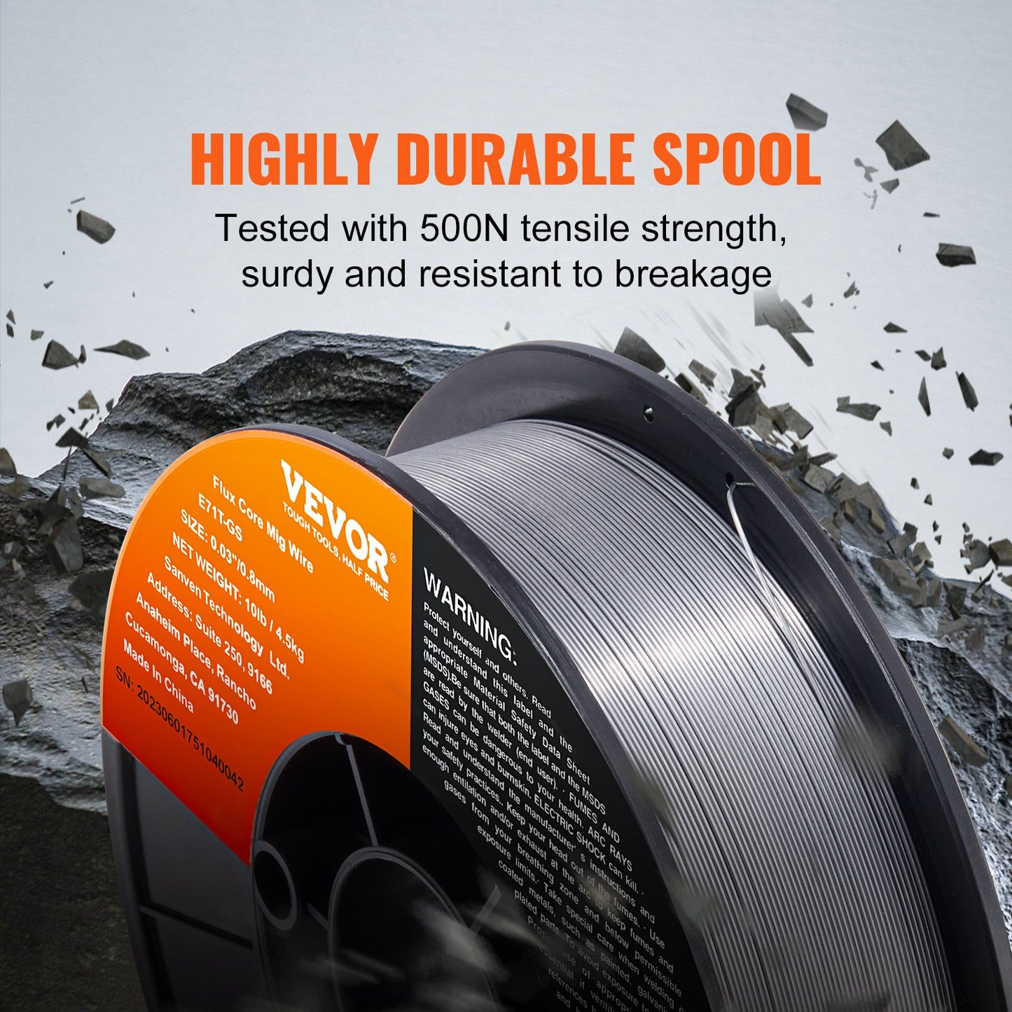 Flux Core Welding Wire, E71T-GS 0.8mm 4.5kg, Gasless Mild Steel MIG Welding Wire with Low Splatter for All Position Arc Welding and Outdoor Use