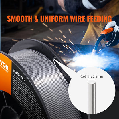 Flux Core Welding Wire, E71T-GS 0.8mm 4.5kg, Gasless Mild Steel MIG Welding Wire with Low Splatter for All Position Arc Welding and Outdoor Use