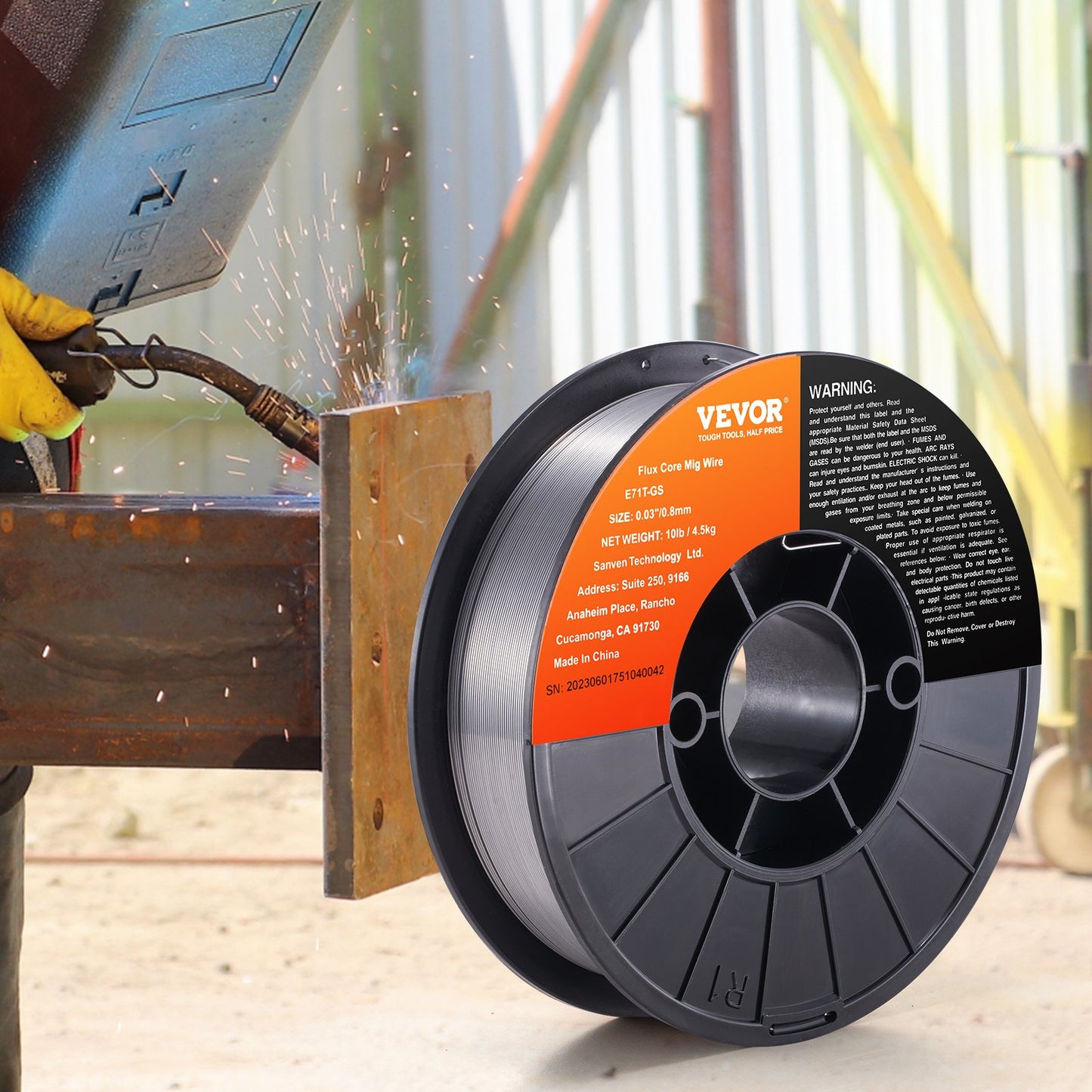 Flusskärnsvetstråd, E71T-GS 0,8 mm 4,5 kg, gasfri MIG-svetstråd för kolstål med låg stänknivå för bågsvetsning i alla positioner och utomhusbruk