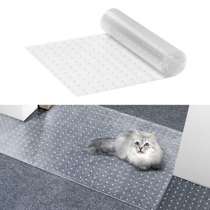 Carpet Protector for Pets, 15" x 4' PVC Scratch-Proof Cat Carpet Protector for Doorway, Anti-Slip Cat Scratch Protector Mat, Easy to Cut Plastic Carpet Scratch Stopper, Cat Scratch Guard Carpet