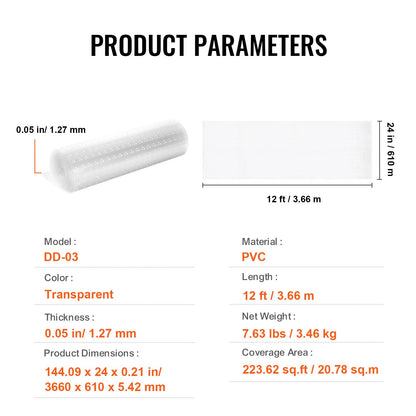 Carpet Protector for Pets, 24" x 12' PVC Scratch-Proof Cat Carpet Protector for Doorway, Anti-Slip Cat Scratch Protector Mat, Easy to Cut Plastic Carpet Scratch Stopper, Cat Scratch Guard Carpet