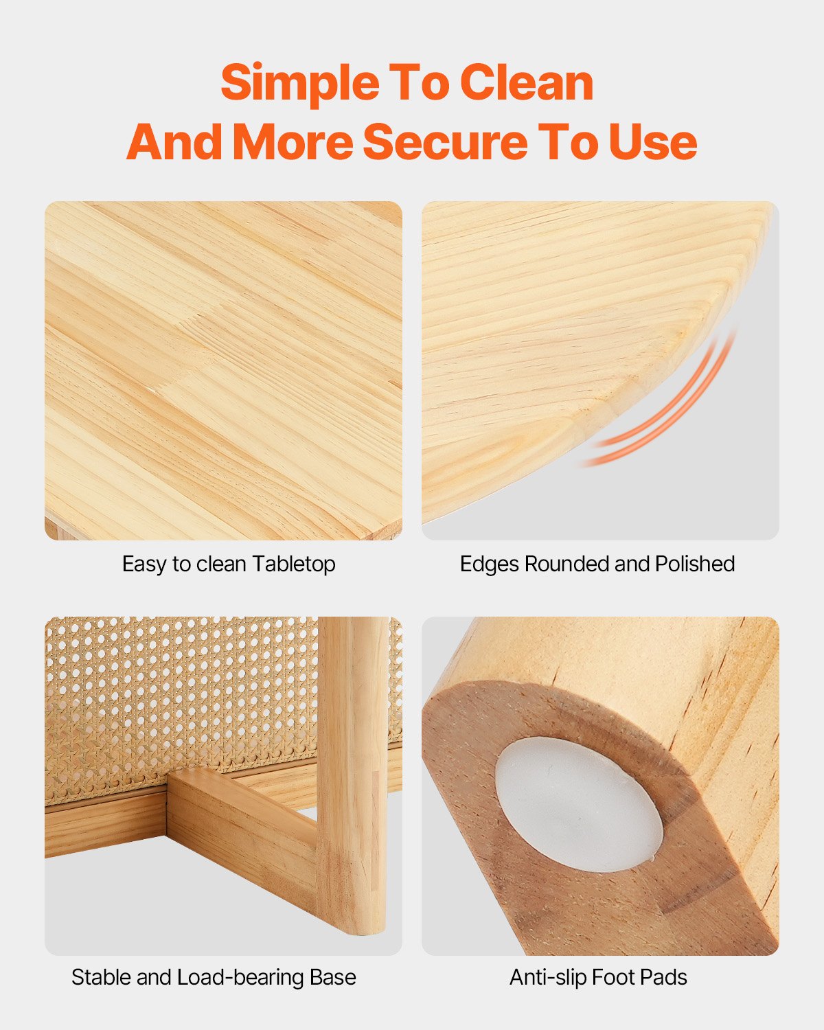 Rattan Coffee Table, Round Rattan Woven Wood Coffee Table with Rubber Wood Top, 33 in Modern Boho Circular Storage Coffee Table with Natural Wood Legs, for Living Room, Bedroom & Small Spaces