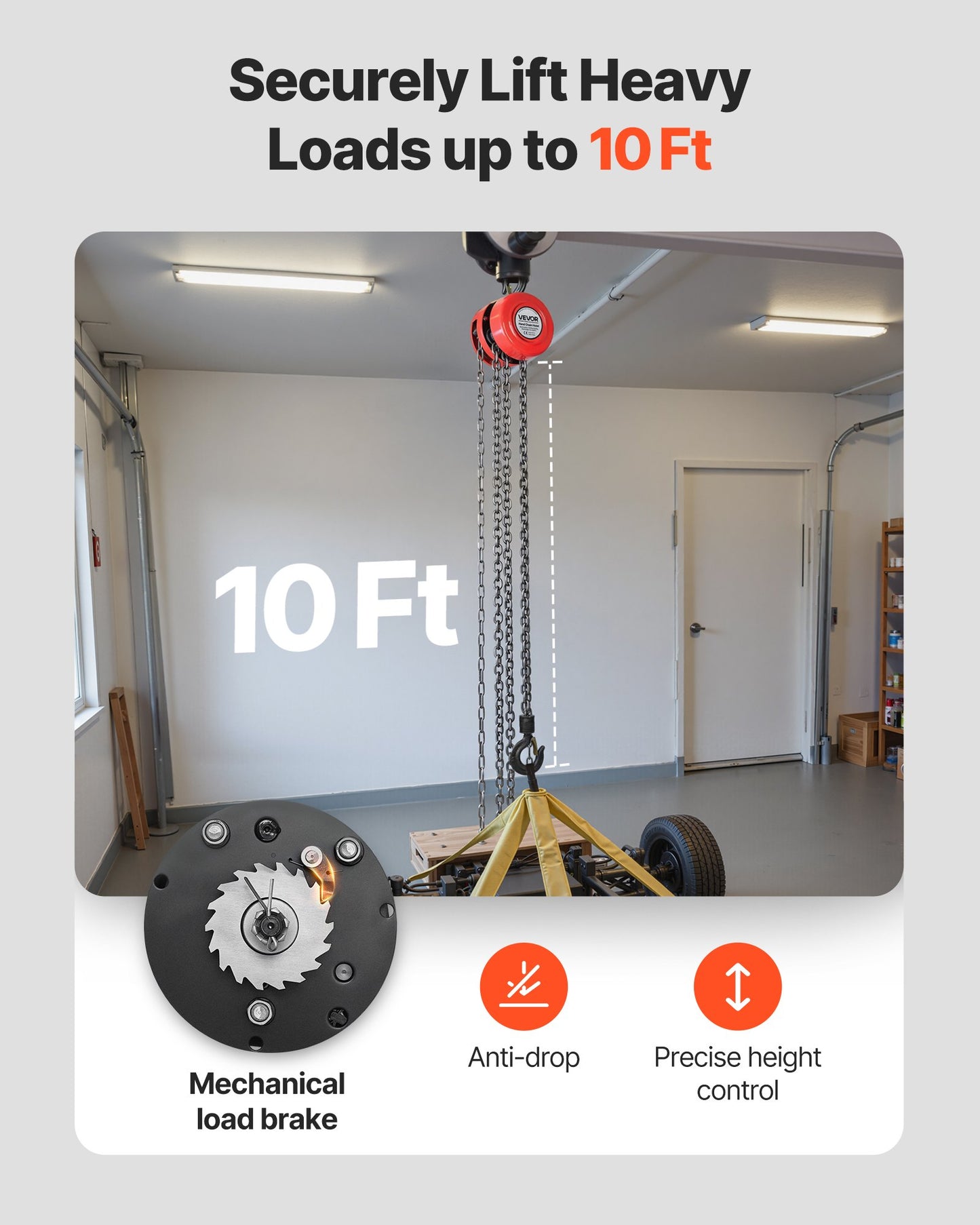 Hand Chain Hoist, 1 Ton Capacity, Manual Chain Block with Upgrade G70 Galvanized Chain, 3 m Lifting Height, Heavy Duty Pulley Hoist for Garage Warehouse Automotive Machinery, Red