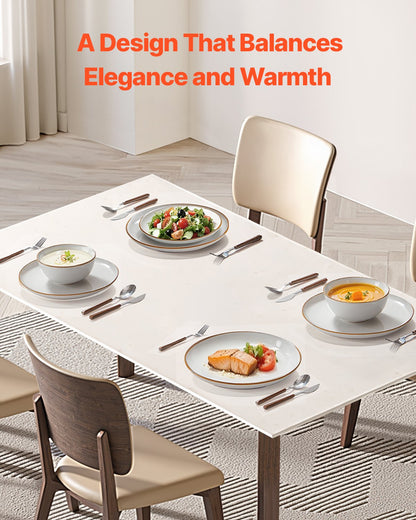 Dinnerware Set, Service for 4 People, Round Plates and Bowls Sets, Scratch Resistant Ceramic Dinner Ware, Dishwasher and Microwave Suitable Kitchen Dishes, for Dessert Salad Soup Pasta, White