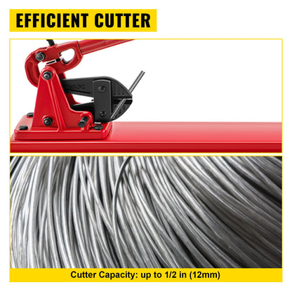 24\" Bench Type Hand Swager, Cutting Capacity 3/8\" Bolt Cutter Bench Type, Hardness 35-45HRC Crimping Tool Bench Wire Rope Cable, Red Swaging Machine for Swaging and Cutting, Arm Bench Swager