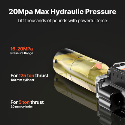 Hydraulic Pump Power Unit, AC 220V, 10 Quart Single Acting Hydraulic Unit, 6.3 L/min Oil Flow, Max Discharge Pressure 22 MPa for Dump Truck, Auto Repair Garage, Car Lifting Platforms, Black