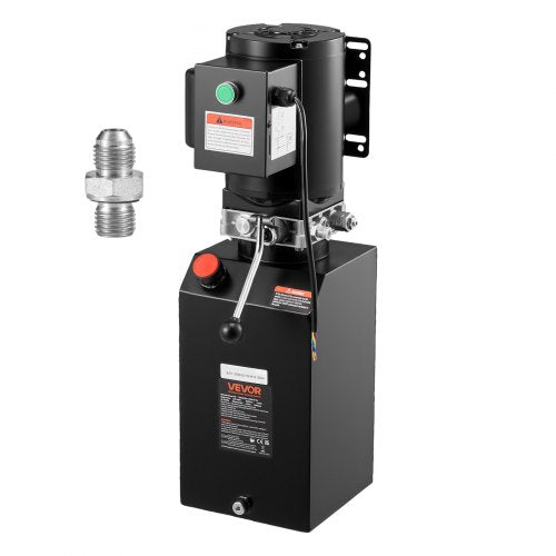 Hydraulic Pump Power Unit, AC 220V, 15 Quart Single Acting Hydraulic Unit, 6.3 L/min Oil Flow, Max Discharge Pressure 22 MPa for Dump Truck, Auto Repair Garage, Car Lifting Platforms, Black