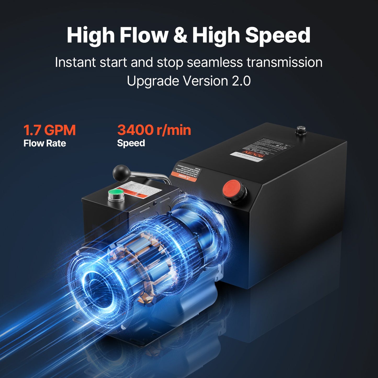 Hydraulic Pump Power Unit, AC 220V, 15 Quart Single Acting Hydraulic Unit, 6.3 L/min Oil Flow, Max Discharge Pressure 22 MPa for Dump Truck, Auto Repair Garage, Car Lifting Platforms, Black