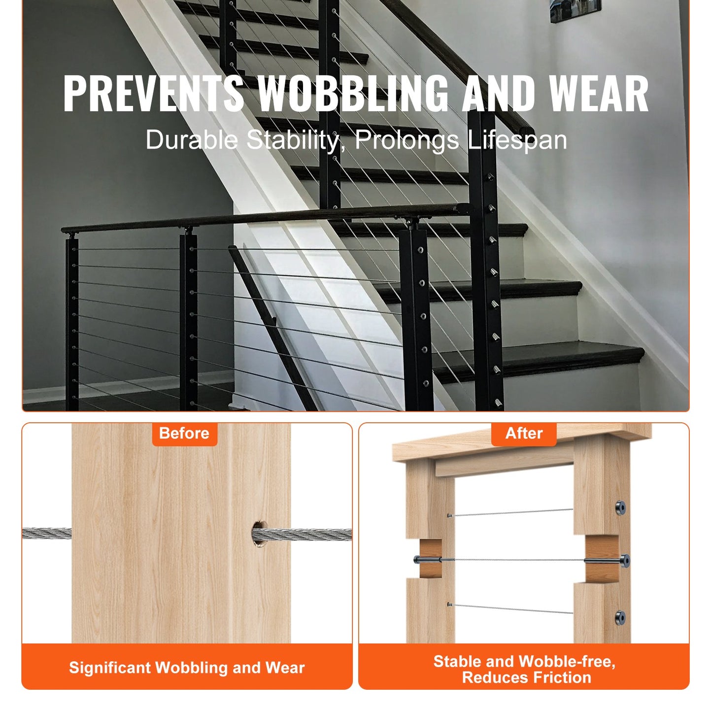 40-pack osynlig kabelräckessats, T316 rostfritt stål 3,2 mm osynlig mottagare och pressningsände för kabelräcke, pressningsspännare 3,2 mm för trä-/metallstolpe, kabelräckesdetaljer, svart