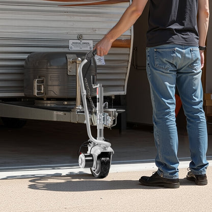 Elektrisk släpvagn, 2,5 ton dragkapacitet, 380 W 12 V motoriserat stödhjul med 7 m/min körhastighet, 31–63 cm justerbar klämhöjd och 20,3 cm gummidäck, för flytt av husvagn och båt