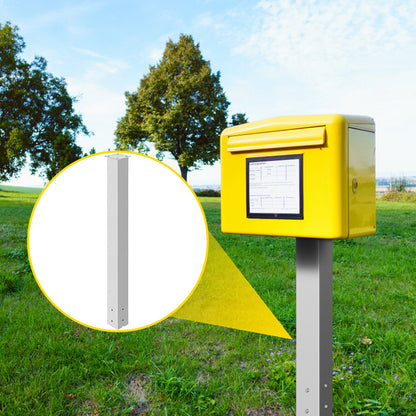 Brevlådestolpe, 43" högt brevlådeställ, vit pulverlackerad brevlådestolpssats, Q235 stålstolpe för ytmontering för trottoar och gatukant, universell brevlådestolpe för utomhusbrevlåda