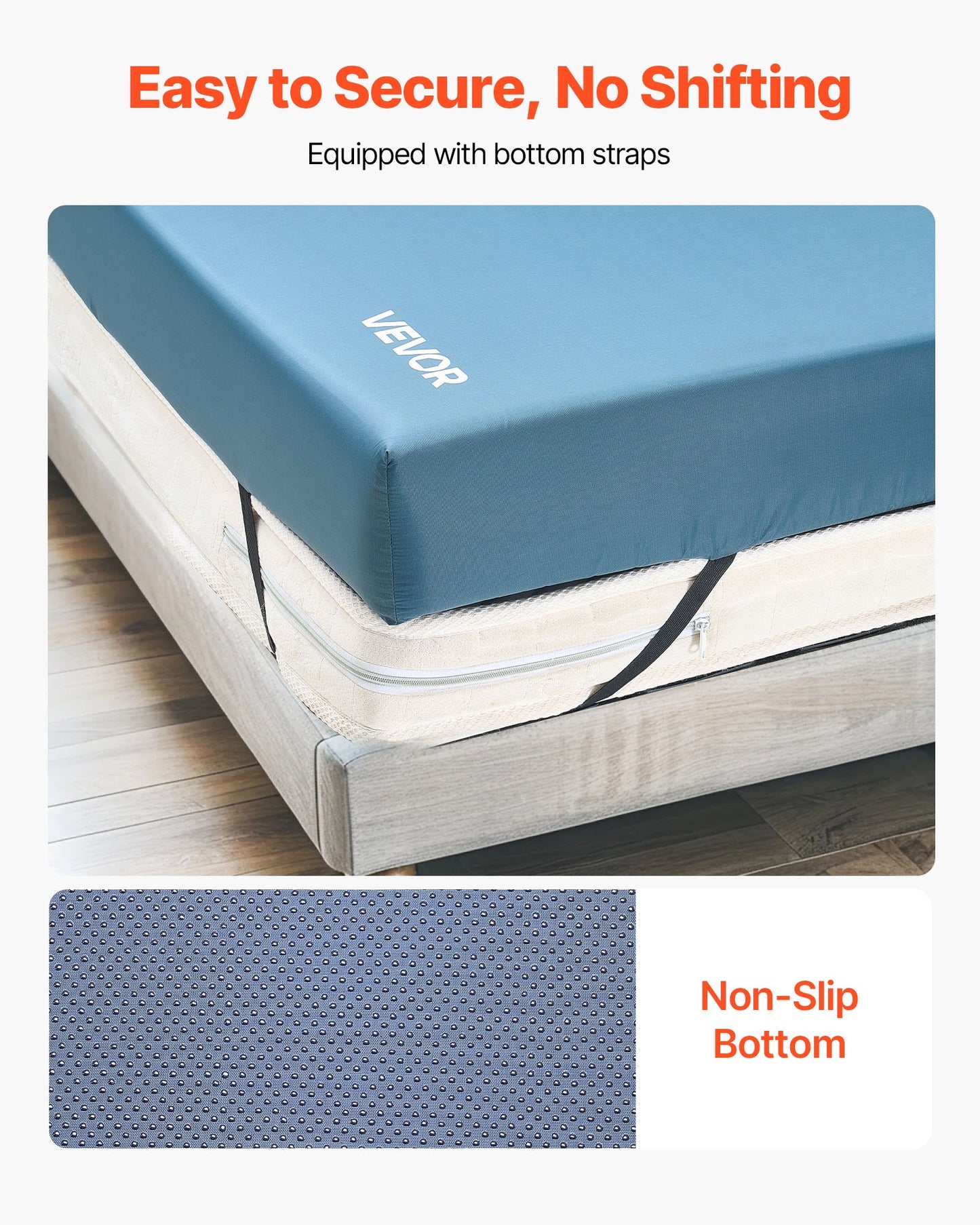 Sjukhussängmadrass, 159 kg lastkapacitet, tryckfördelande långtidsvård Medicinsk skummadrass, vattentät för behandling av liggsår, vårdhem och hemsjukvård, 914 x 2030 x 153 mm