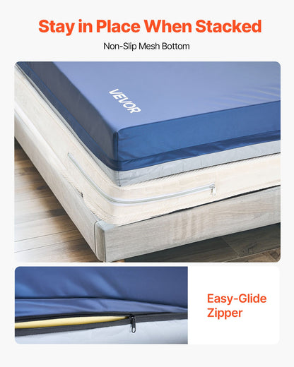 Hospital Bed Mattress, 227 kg Load, Long Term Care Pressure Redistribution Medical-Grade Dual Layer Foam Mattress, Waterproof for Bedsore Treatment Nursing Homes & Home Care, 914 x 2030 x 153 mm