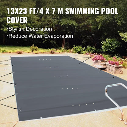 Poolskydd, 13x23 fot nedgrävt poolskydd, träkolsfärgade PVC-poolskydd, rektangulärt säkerhetspoolskydd vinterpoolskydd massivt säkerhetspoolskydd för pool vinterskydd