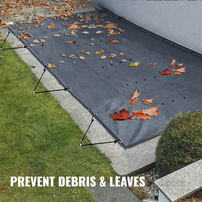 Poolskydd, 13x23 fot nedgrävt poolskydd, träkolsfärgade PVC-poolskydd, rektangulärt säkerhetspoolskydd vinterpoolskydd massivt säkerhetspoolskydd för pool vinterskydd