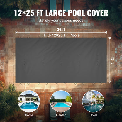 Poolskydd, 4 x 8 m nedgrävt poolskydd, träkolsfärgat nedgrävt poolskydd, PVC-poolskydd Rektangulärt säkerhetspoolskydd Massivt säkerhetspoolskydd för pool Vinterskydd