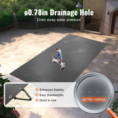 Poolskydd, 4 x 8 m nedgrävt poolskydd, träkolsfärgat nedgrävt poolskydd, PVC-poolskydd Rektangulärt säkerhetspoolskydd Massivt säkerhetspoolskydd för pool Vinterskydd