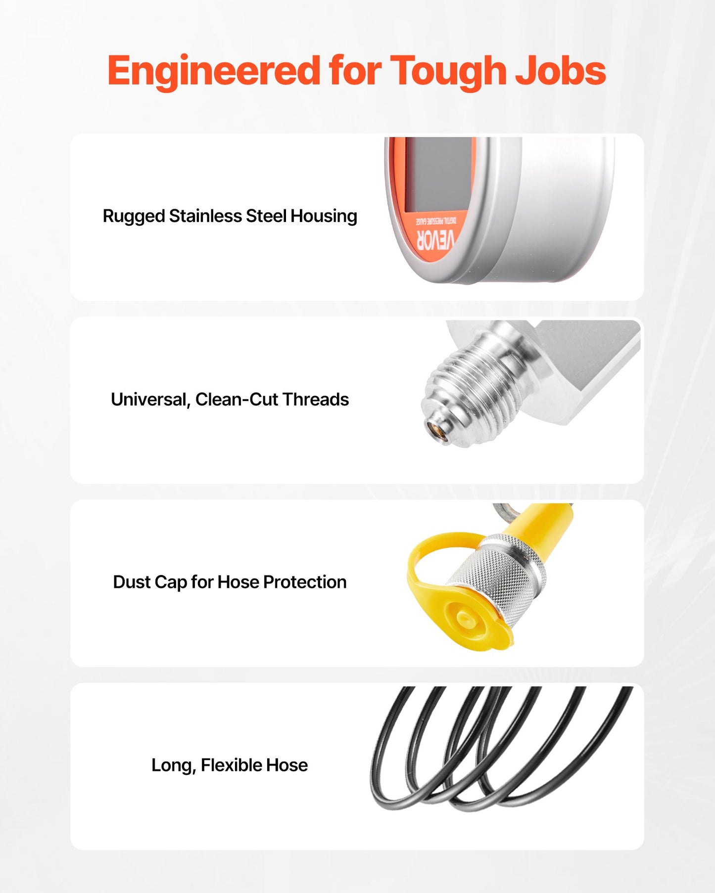 Digital hydraulisk tryckmätningskopplingssats, 700 bar tryckmätare med 1 mätare, 1 testkoppling, 1 snabbkoppling och 1 slang för grävmaskin och byggmaskiner