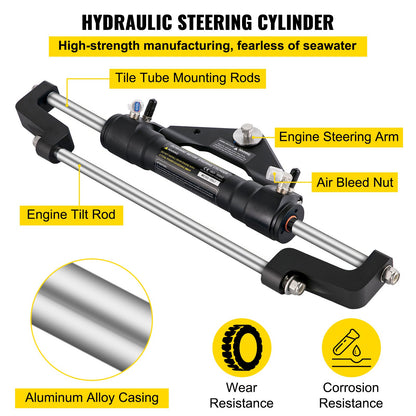 Hydraulic Steering Kit 300HP, Hydraulic Boat Steering Kit Helm Pump, Hydraulic Boat Steering Kit Without Hydraulic Steering Hose for Boat Steering System