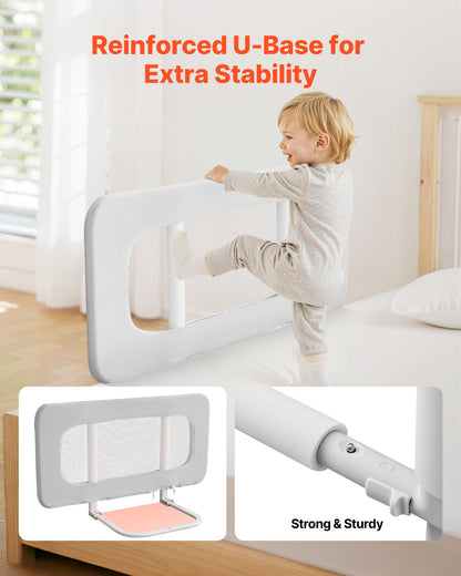 Toddler Bed Rail, Kids Beds Guard Rail with Reinforced Iron Pipe and Oxford Cloth, Adjustable Height Bed Side Railing, Portable Guard Bumper Barrier for Crib, Bunk, 800 x 670 mm, 1 Piece
